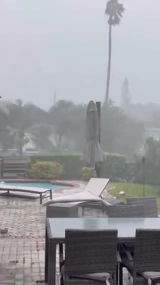Miami Beach, Florida, intense storm with wild rain and strong gusts of wind.