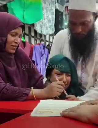 Muslim little girl forced to sign a marriage contract