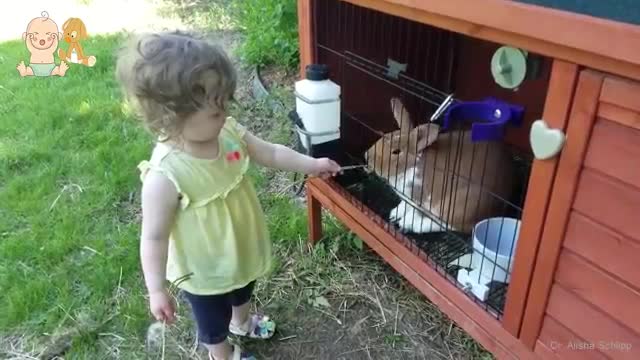 Petting animals with little cubs