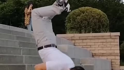 This man can climb stairs with his hands!