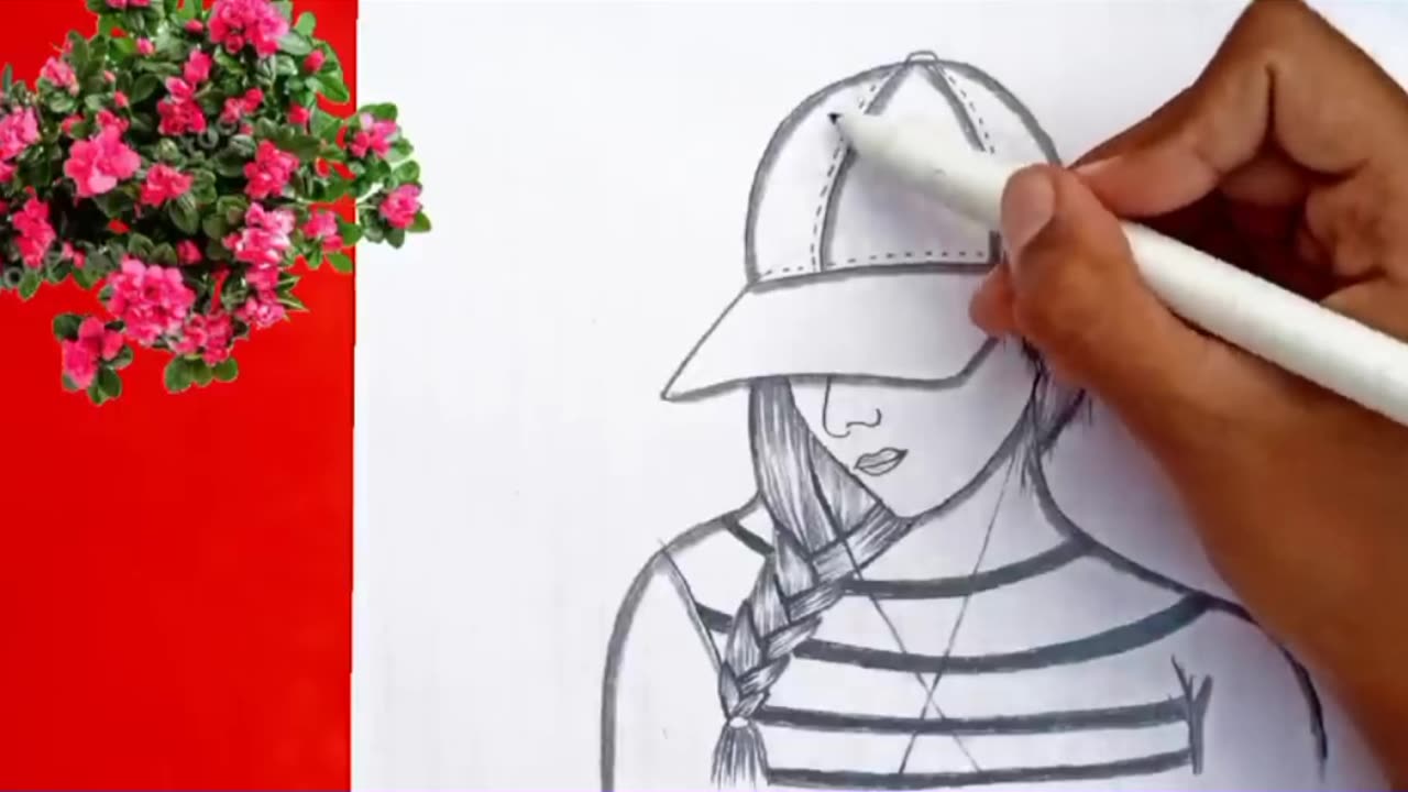 Amazing girl art sketch with cap