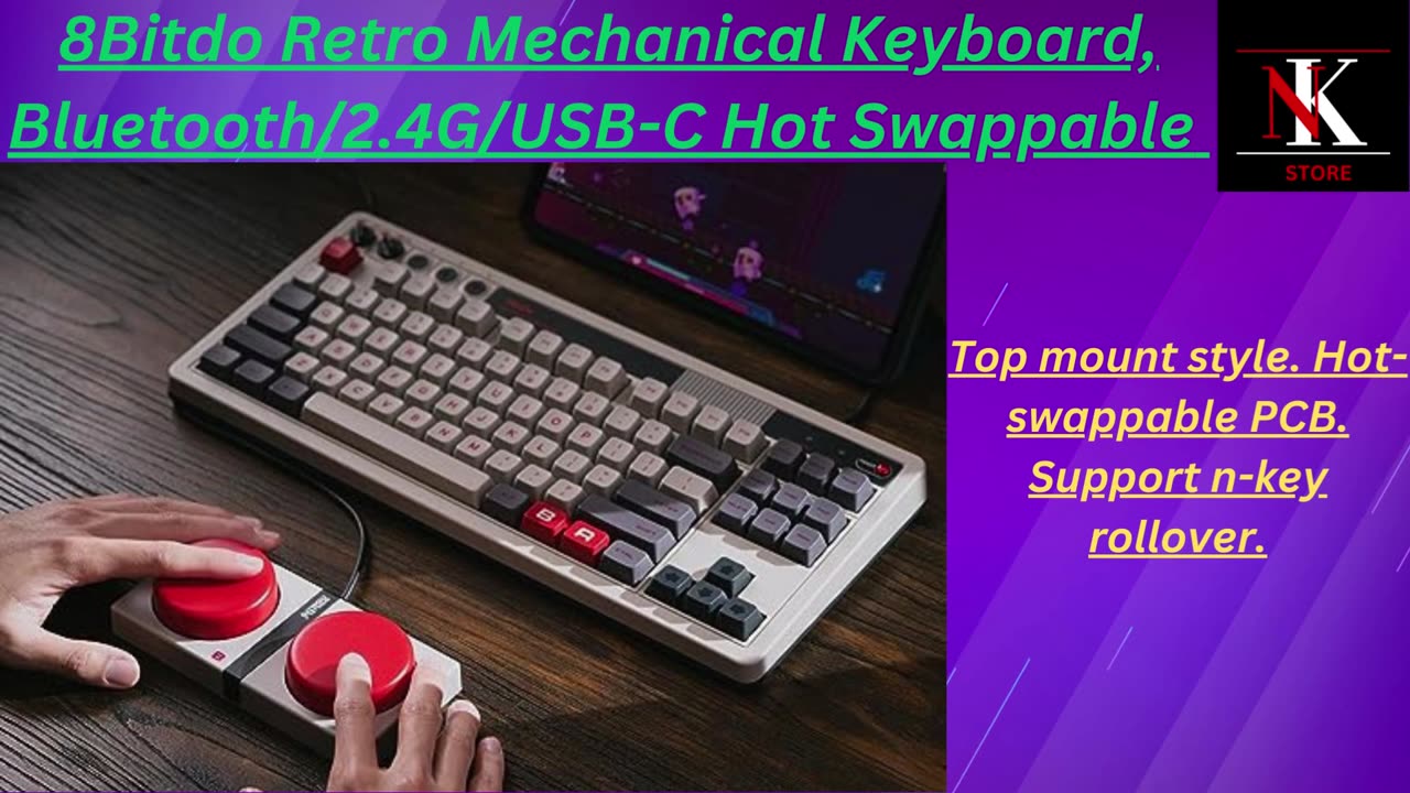 8Bitdo Retro Mechanical Keyboard, Bluetooth2 4GUSB C Hot Swappable