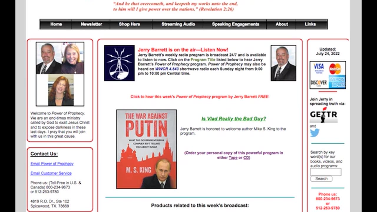 THE UKRAINE WAR FRAUD - POWER OF PROPHECY- JULY 24 2022 - JERRY BARRETT WITH MIKE S. KING
