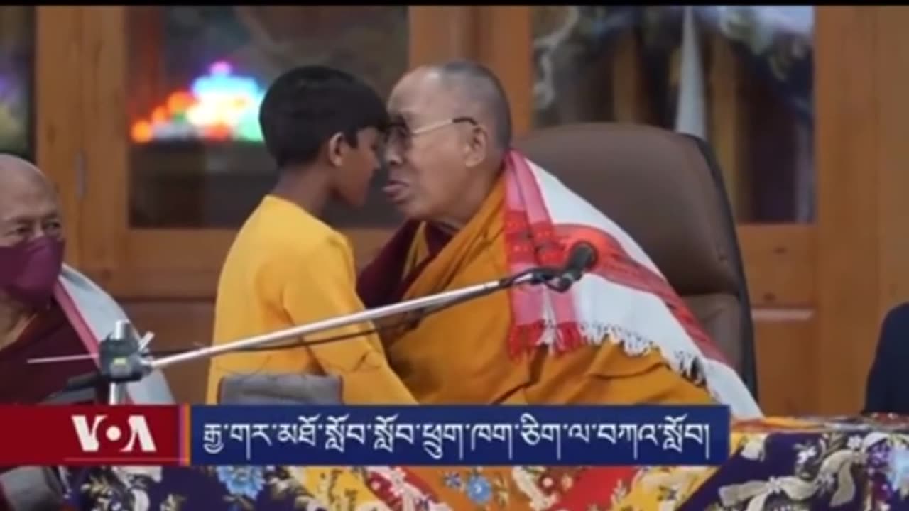 Dalai Lama Tells Young Boy to Suck His Tongue - Sick People