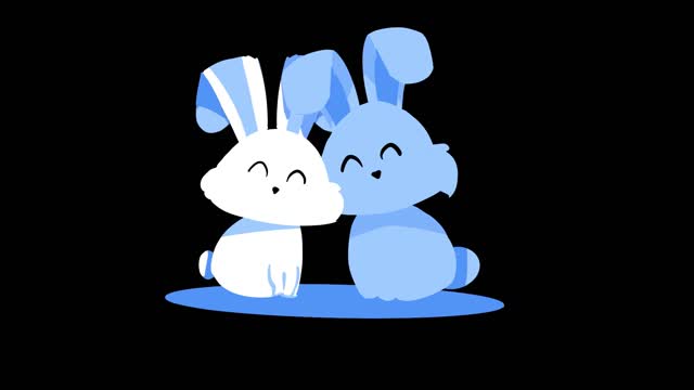 simple flat-style animal animation and two rabbits mg