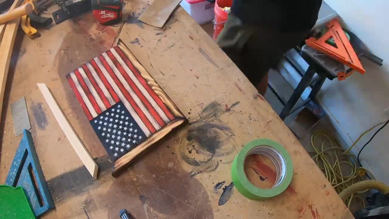 SCRAP WOOD Mini Desktop Rustic Wooden American Flag! DIY Step by Step Scrap Wood Ideas