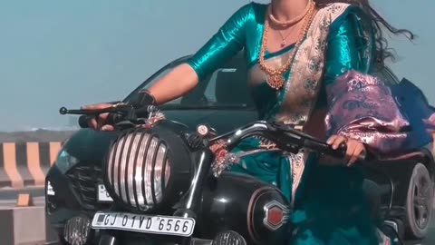 Indian beautiful girl on bullet race