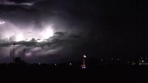 INCREDIBLE LIGHTNING Storm Over American Flag!