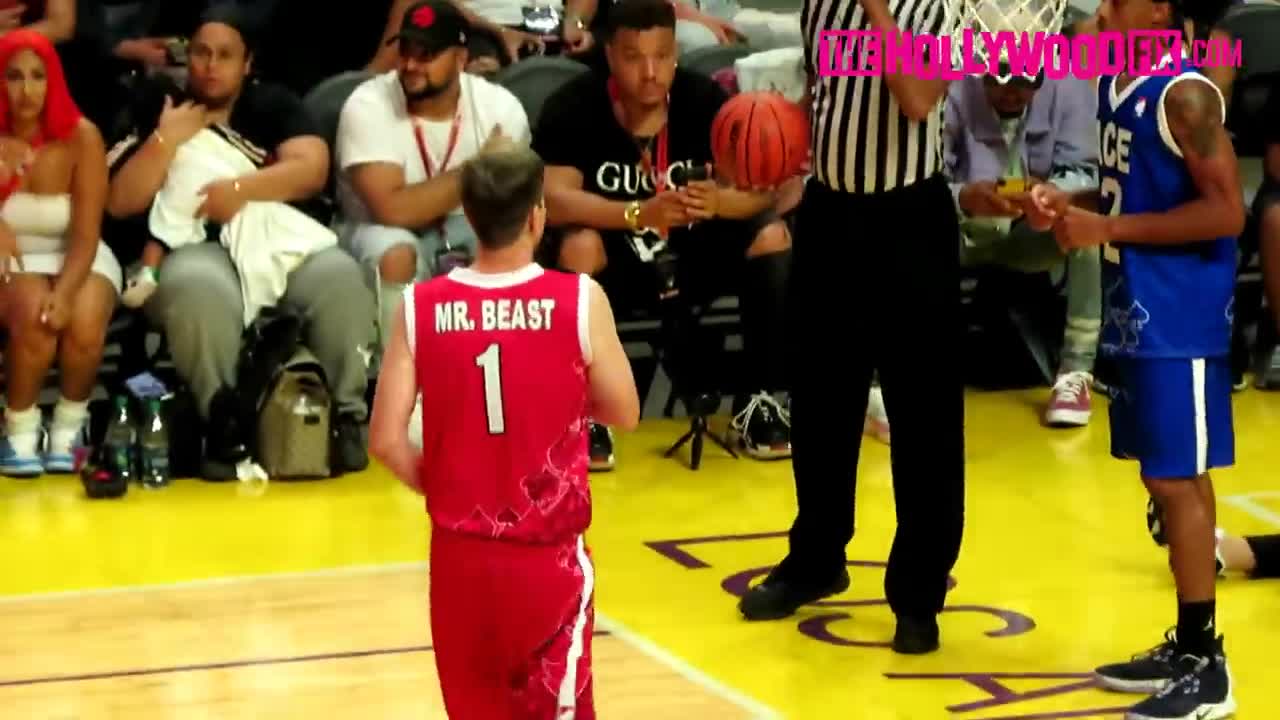 Mr. Beast Shows Off His Hooping Skills In The ACE Family Charity Basketball Game In Los Angeles, CA