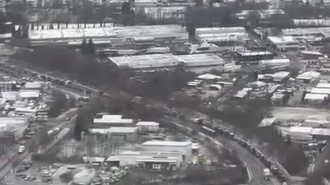 Helicopter footage of the farmers convoy in Reutling