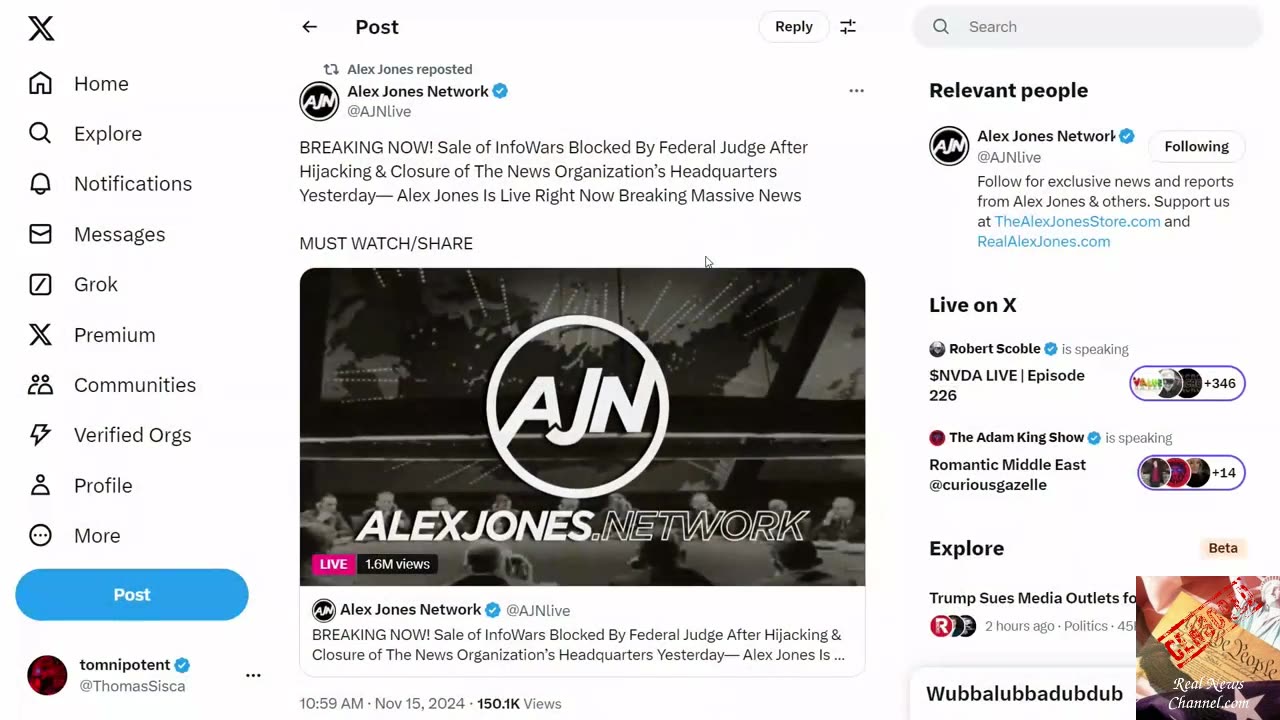 B.S. Sale of Infowars Halted by Judge!