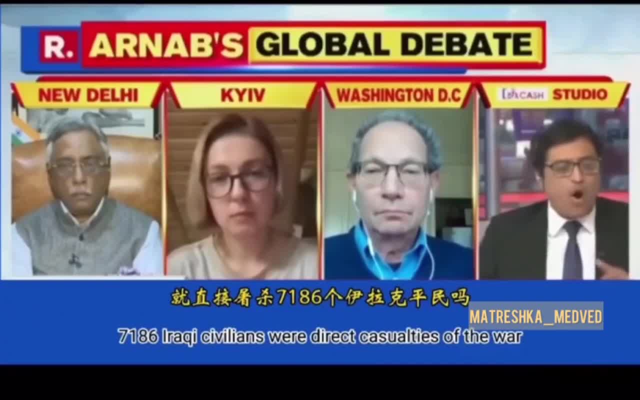 An Indian presenter tells an American professor it is not the USA's place to tell India how to behave about Ukraine
