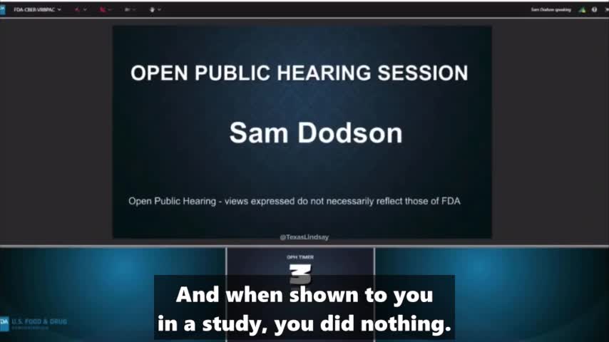 Sam Dodson roasts FDA Vaccine Advisory Committee (VRBPAC) "You did nothing!"