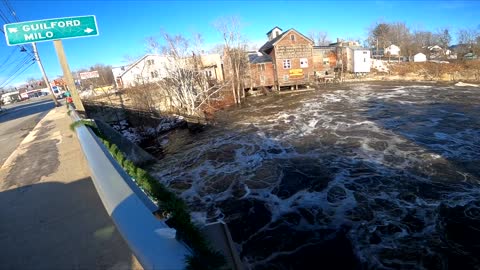 Piscataquis river, Doverfoxcroft, Maine Minor flood stage 12-24-2022