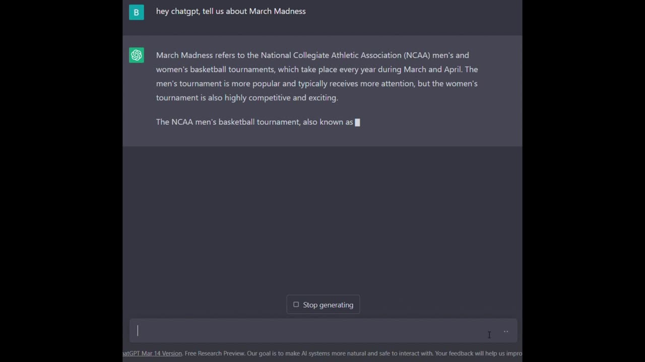Does ChatGPT knows about the term "March Madness"?