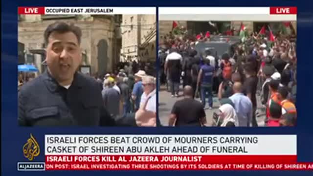 SHOCKING SCENES AT MURDERED CHRISTIAN JOURNALIST FUNERAL - RAMALLAH - OCCUPIED WEST BANK