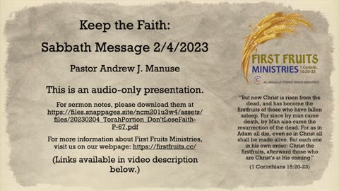 Keep the Faith: Sabbath Message 2/4/2023