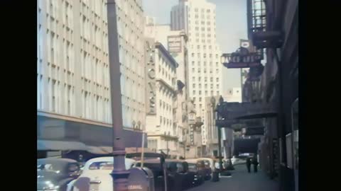 Downtown San Francisco 1950s in color [60fps, Remastered] w_sound design added