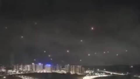 Incredible video of Iron Dome batteries intercepting rockets over central Israel.
