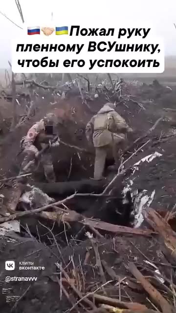 Русский солдат протянул руку сдавшемуся в плен врагу