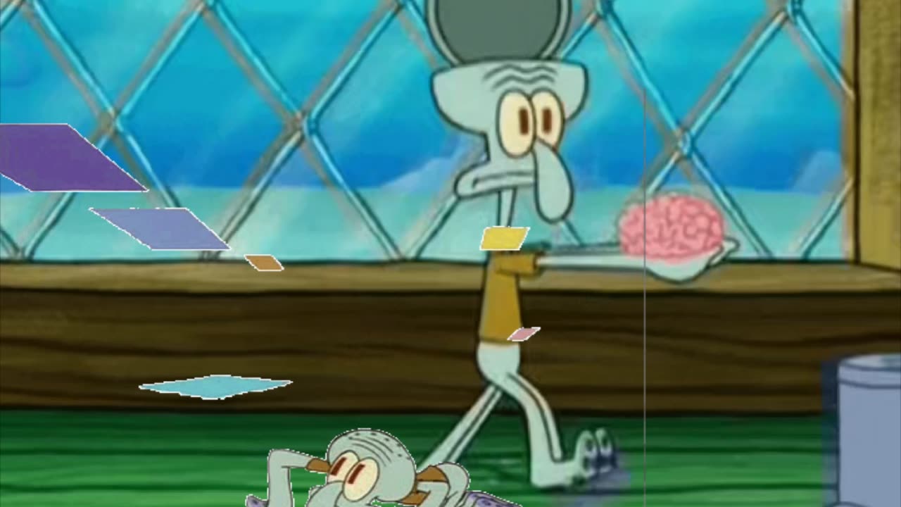 Squidward Is Playing With Tiles While Squidward Puts His Brain In The Trashcan ðŸ§