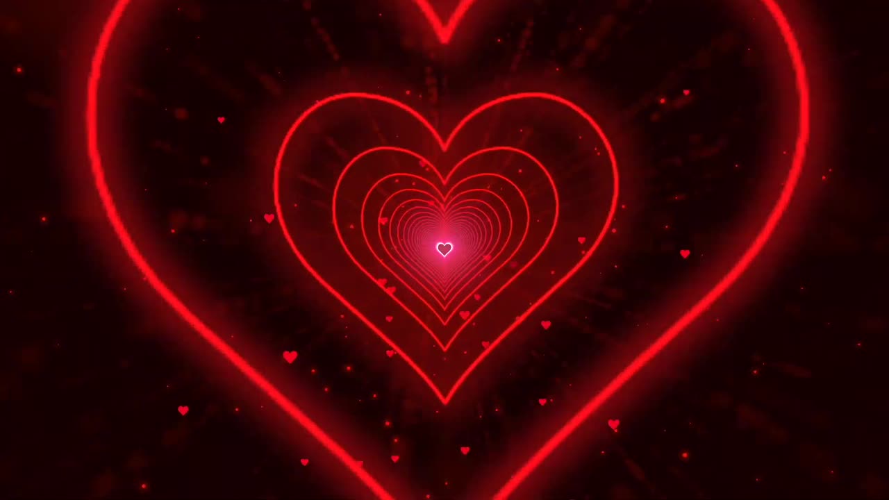 115. Heart Tunnel❤️Red Heart Background Neon Heart Background Video Wallpaper Heart [4 Hours]