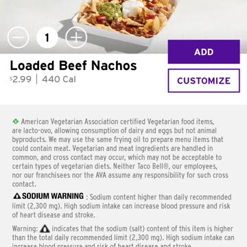 Cravings value menu at Tacobell