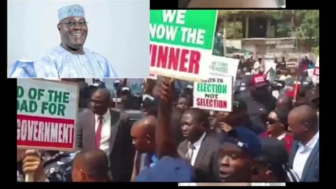 Atiku is leading from the front ,as PDP members protest at INEC heaquater