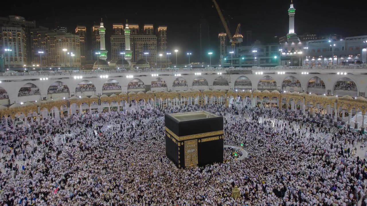 Muslim pilgrims circumambulate the Kaaba at Masjidil Haram in Makkah, Saudi Arabia