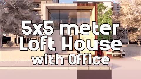 The Tiny CUBE Loft House Design Idea with Office | 5x5 meters