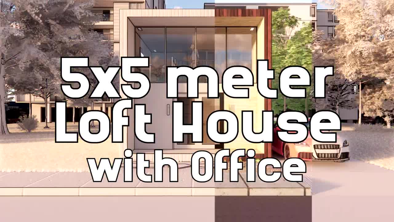 The Tiny CUBE Loft House Design Idea with Office | 5x5 meters