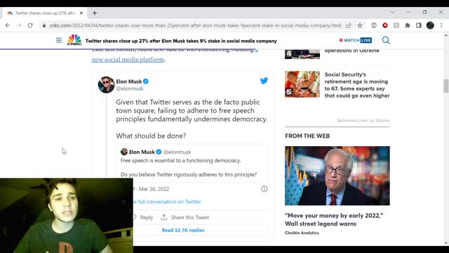 Elon Musk Buys a HUGE amount of TWITTER stock, the FIGHT for freedom of speech and 1st amendment