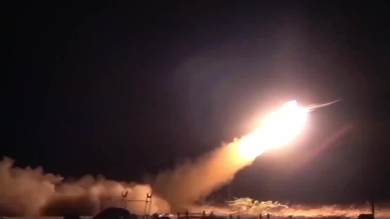 Footage of the launch of ballistic and cruise missiles