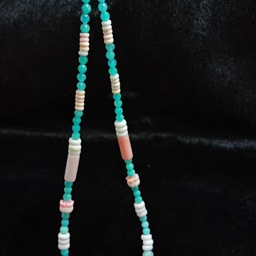 Princess spiny oyster and faceted Amazonite with amber Crystal pendant necklace 20240123-02-08