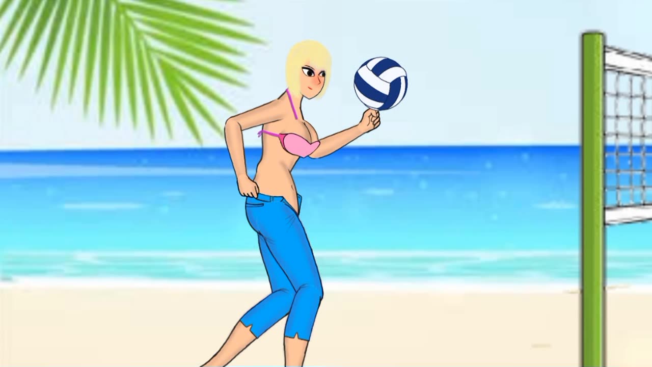 Funny cartoon Beach girls