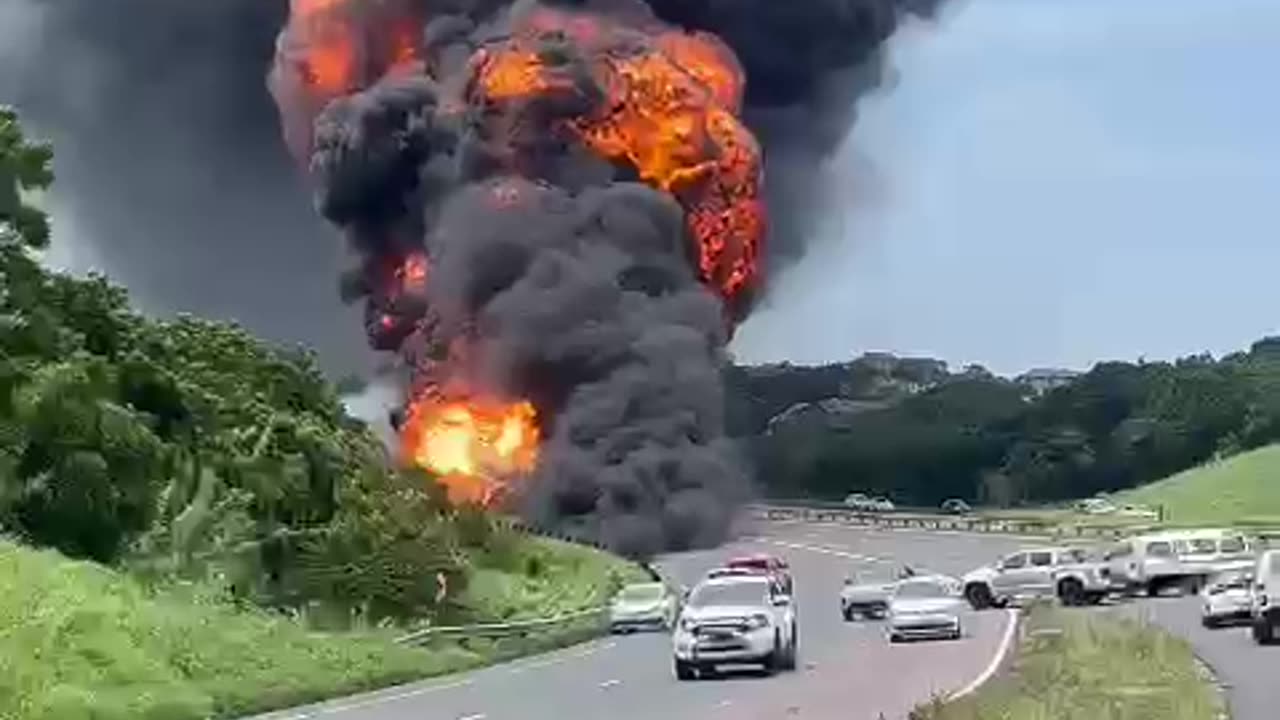 A petrol tanker caught alight on the N2 near Edwin Swales on Christmas Eve.