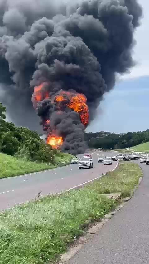 A petrol tanker caught alight on the N2 near Edwin Swales on Christmas Eve.