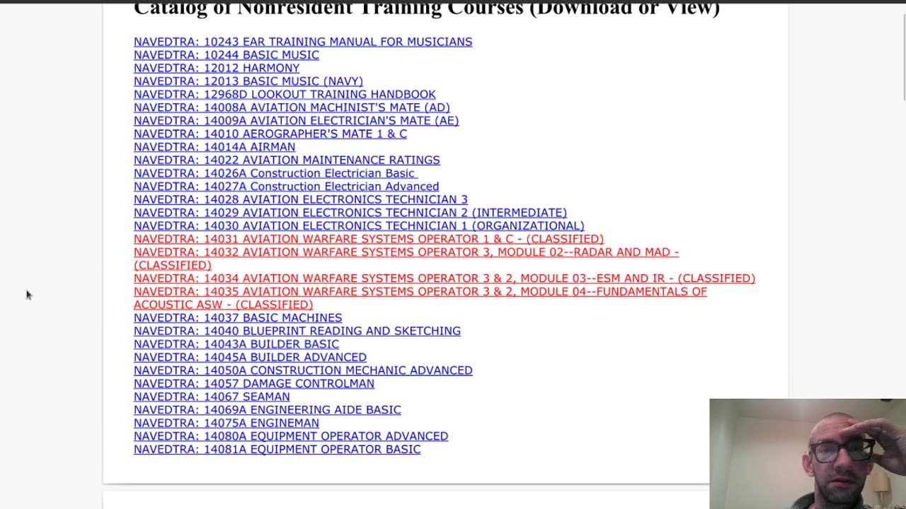 Discussing "Non-Resident Training Course" (NRTC) library of the US Navy