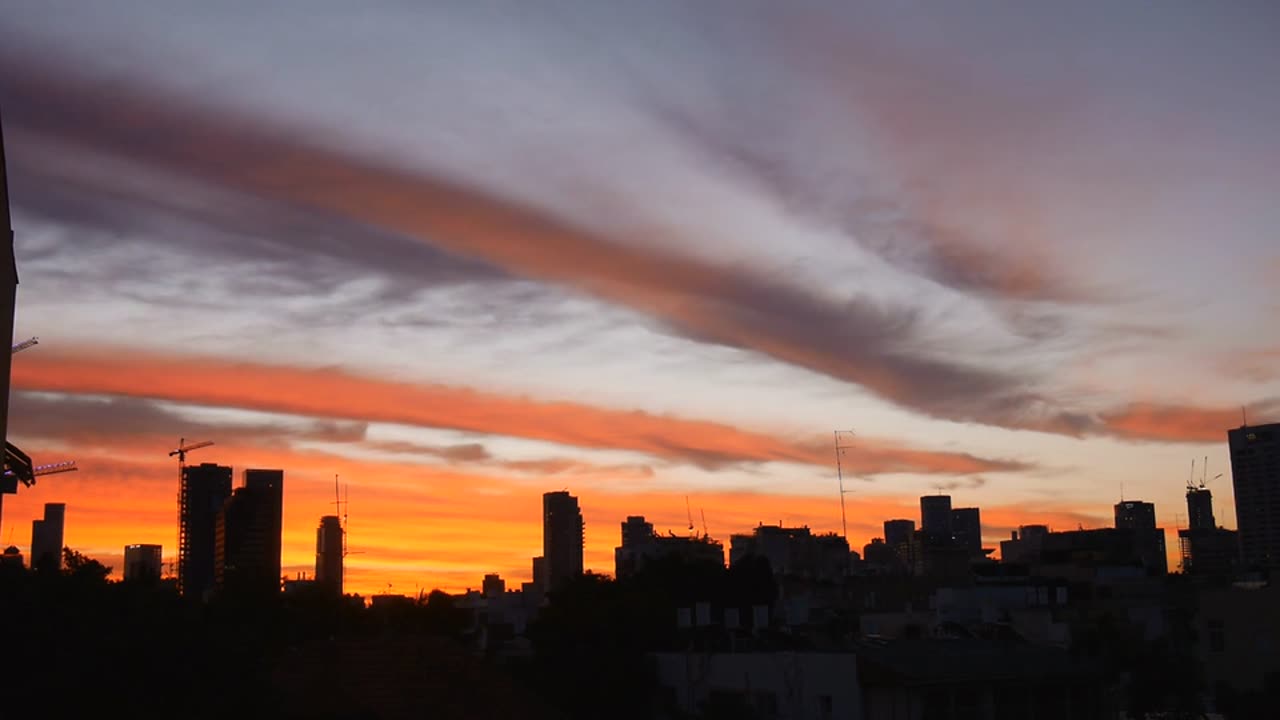 The clouds moving smoothly in the Sun Set