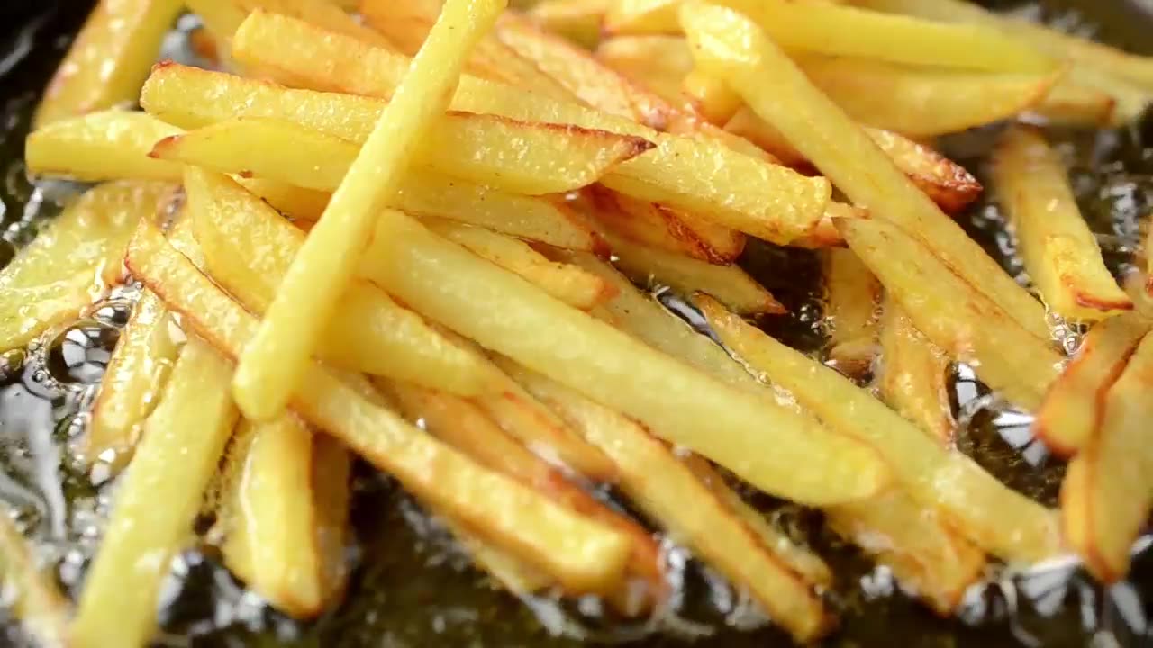 Cooking french fries in oil