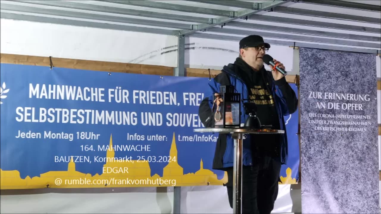 EDGAR, Redebeitrag und Versammlungsende - BAUTZEN, Kornmarkt, 25 03 2024, 164. MAHNWACHE 🕊