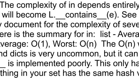 Complexity of in operator in Python