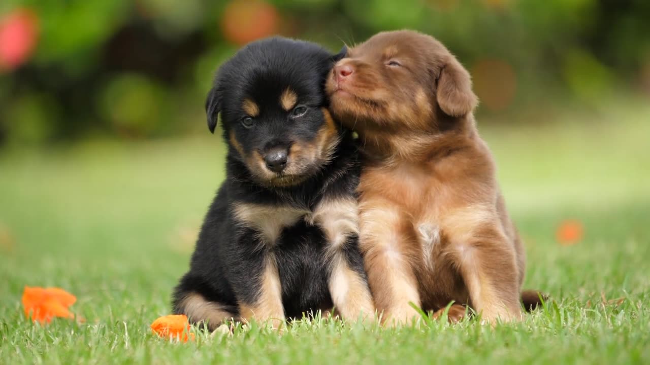 Adorable Baby Dogs Having a Playful Day in the Garden