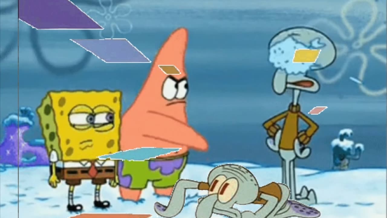 Squidward Is Playing With Tiles While Patrick Is Throwing Snowballs At Squidward ❄️