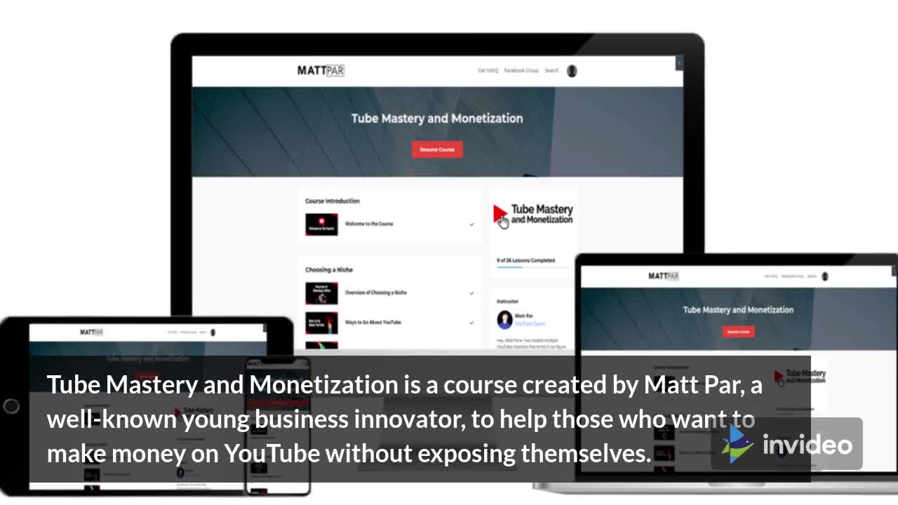 Tube Mastery, a course by Matt Par on how to make money with YouTube.