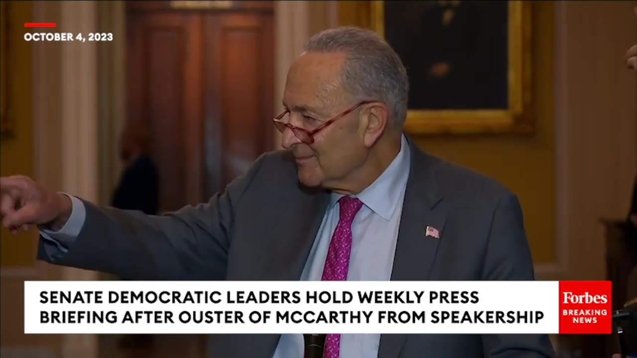 SCHUMER DISCUSSES LIKELIHOOD OF GOVERNMENT SHUTDOWN AFTER MCCARTHY OUSTED FROM US SPEAKER ROLE