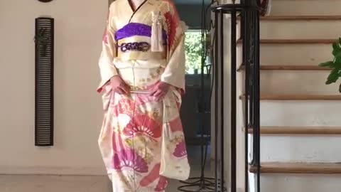 Japanese Kimono - Furisode, Pink / ピンク笠松の振袖