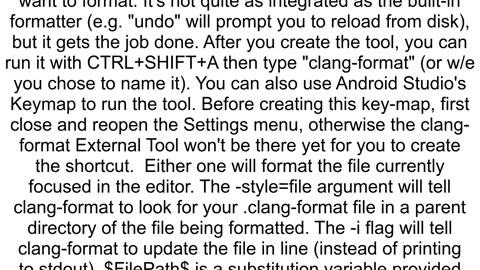 Export clangformat code style to Android Studio