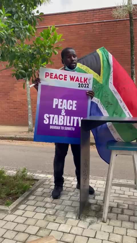 Activist walks for peace from Durban to Soweto