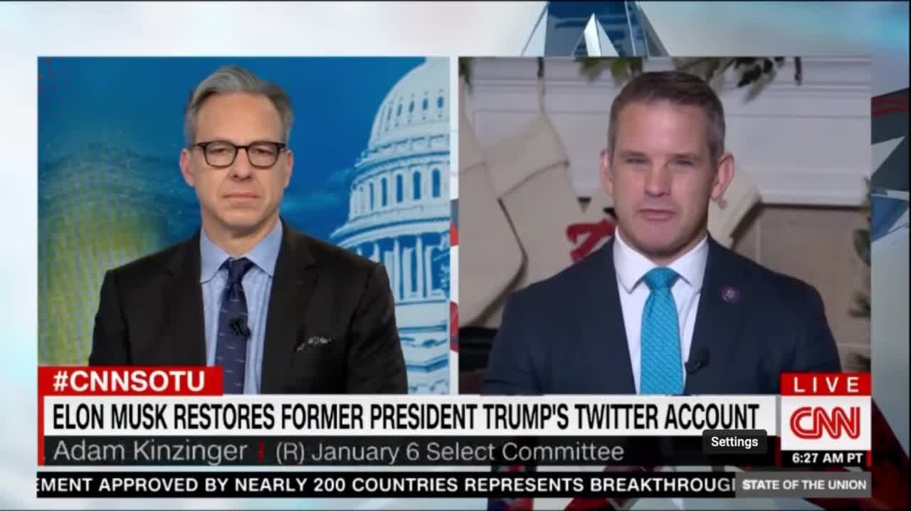 Adam Kinzinger WHINES About Trump Being Allowed Back On Twitter